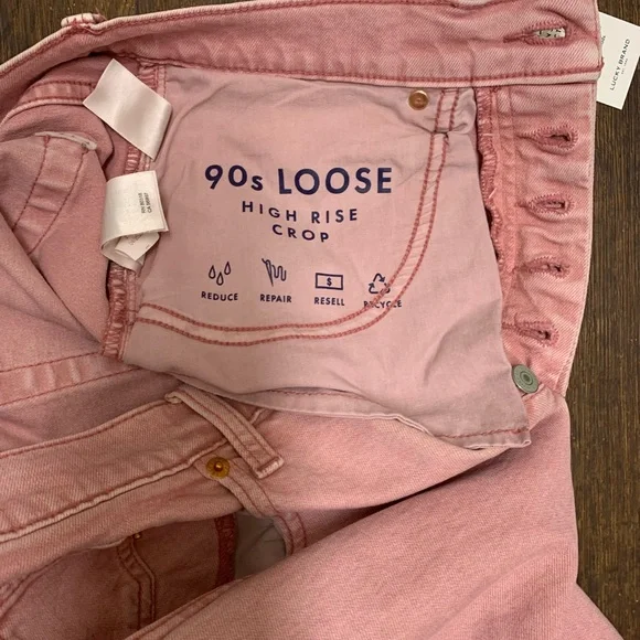New With Tags Lucky Brand 90s Loose High Rise Crop Comfort Stretch Jeans In Pink - Picture 8 of 13